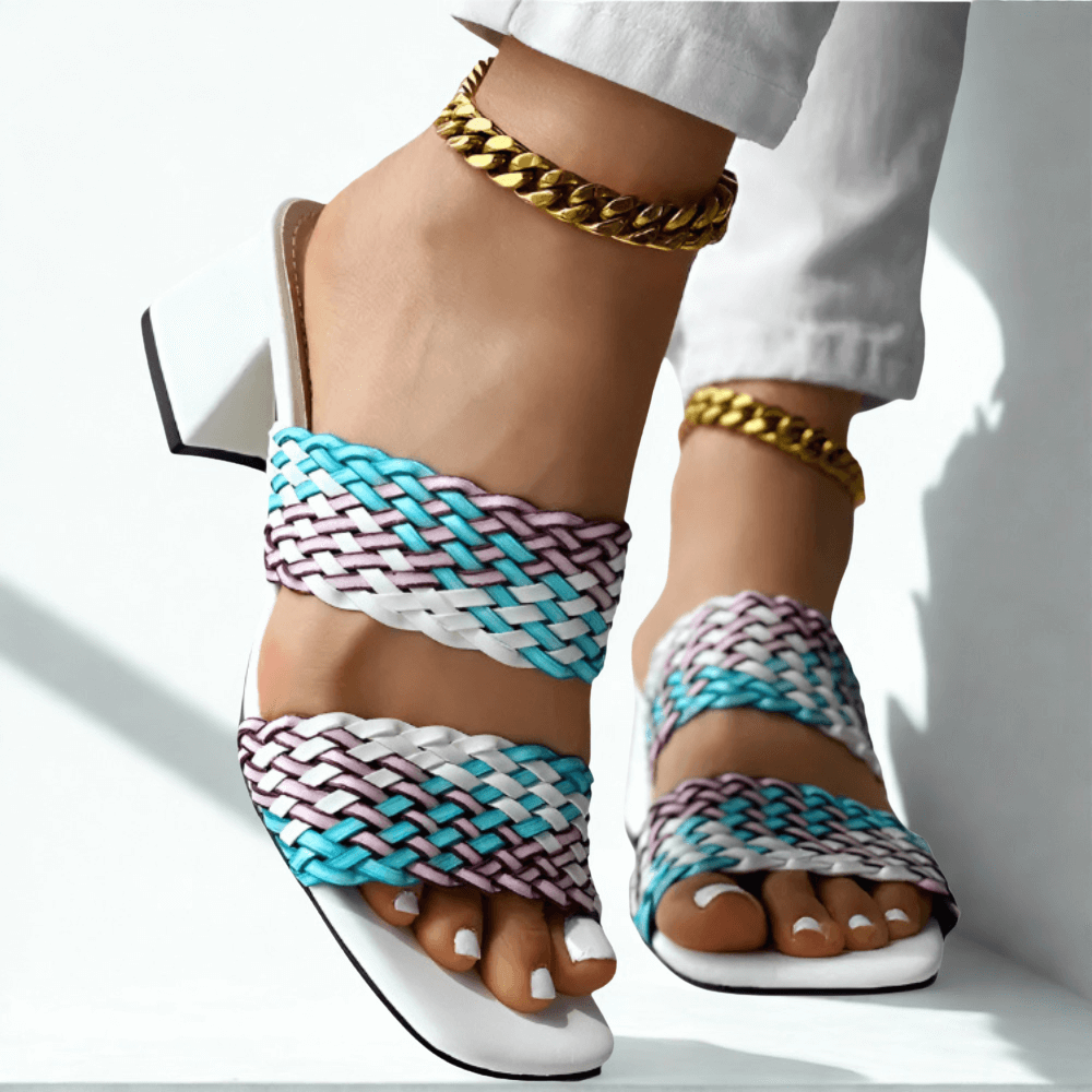 Soletta Colorblock Braided Heeled Sandals