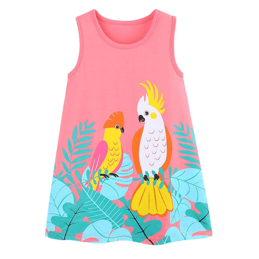 Charming Cockatoo Garden Girls Summer Dress