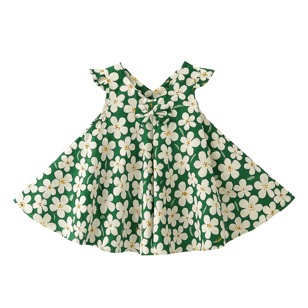 Girls Flutter Sleeve Bow Front Dress