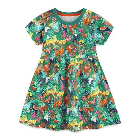 Tropical Safari Animal Print Girls Dress