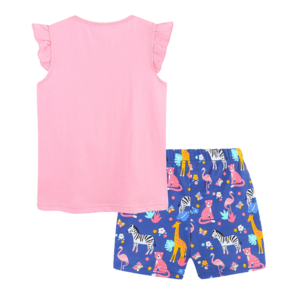 Floral Lion Ruffle Top & Safari Shorts Set
