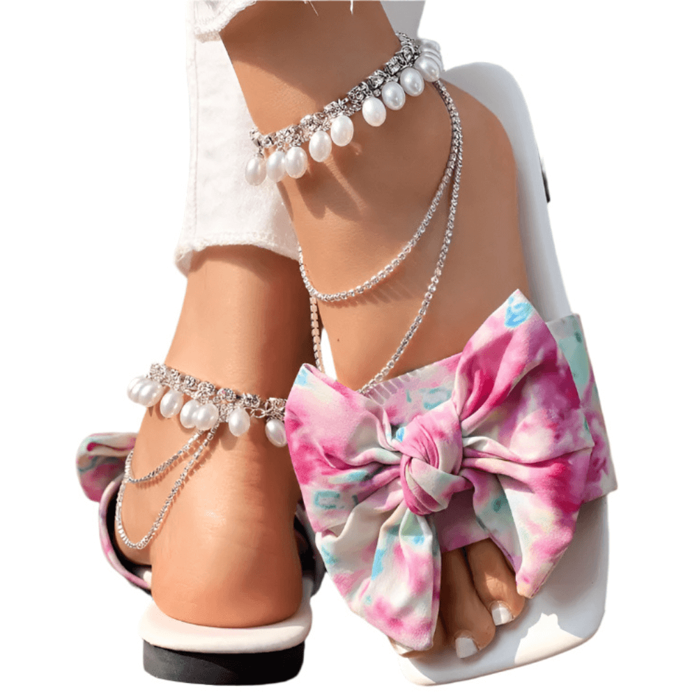 Savara Leopard Bow Slide Sandals