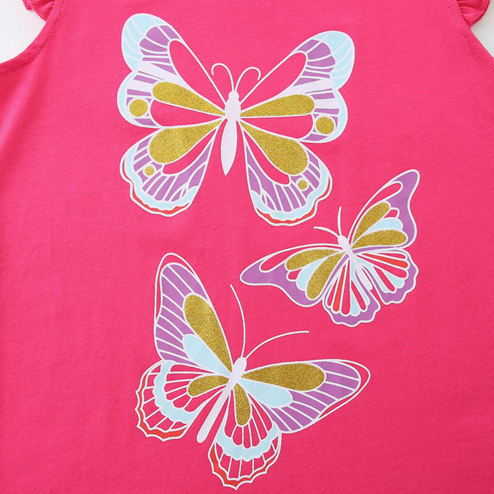 Sparkly Butterfly Ruffle Top & Shorts Set