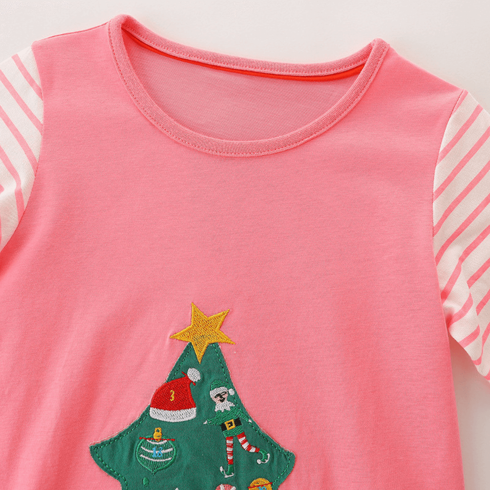 Festive Christmas Tree Girls Long Sleeve Dress