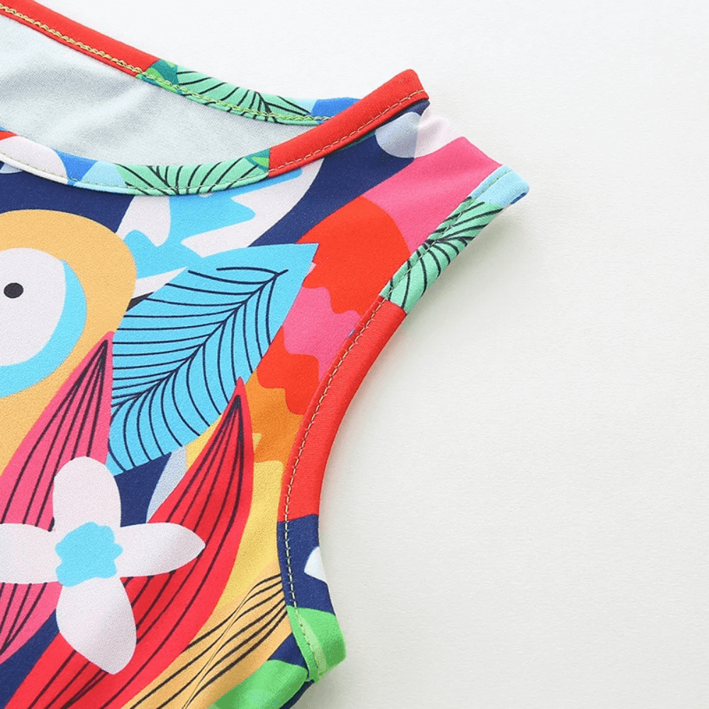 Colorful Tropical Parrot Girls Summer Dress