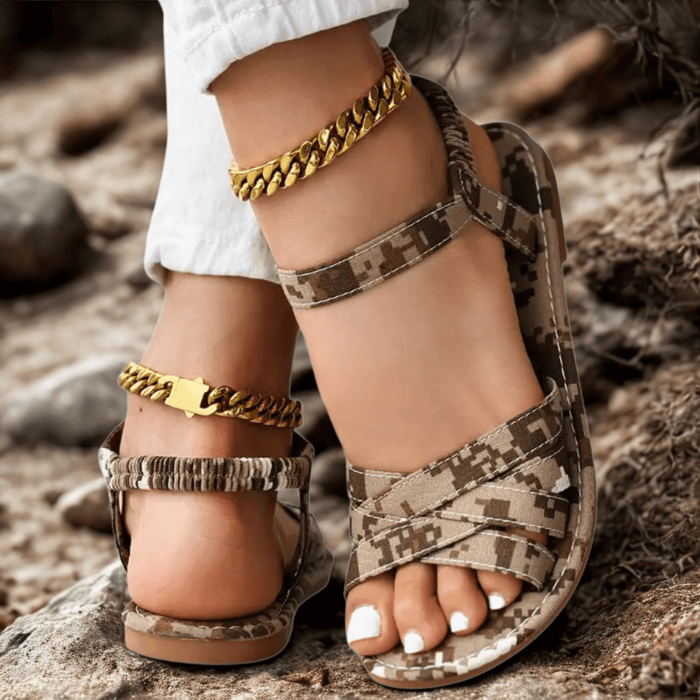 Nantes Camouflage Strappy Sandals