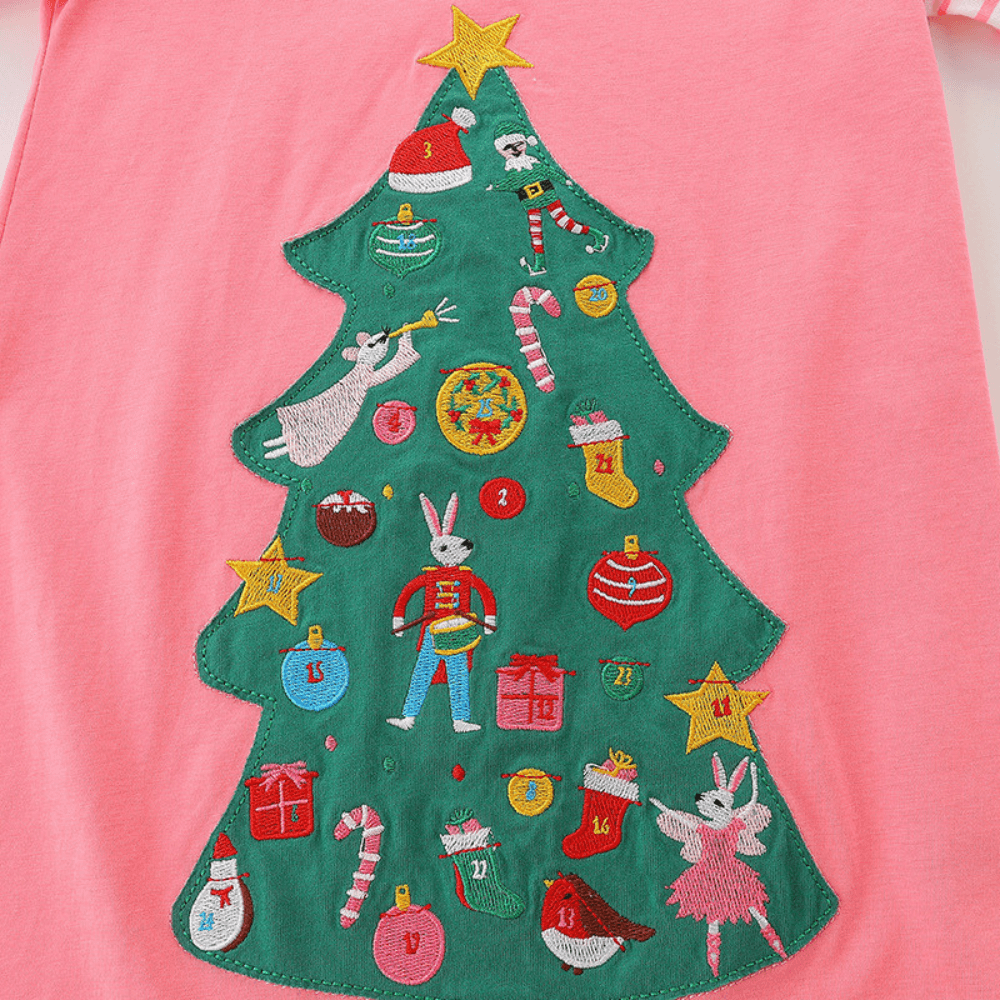 Festive Christmas Tree Girls Long Sleeve Dress