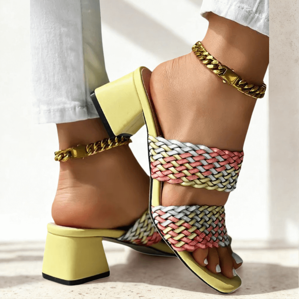 Soletta Colorblock Braided Heeled Sandals
