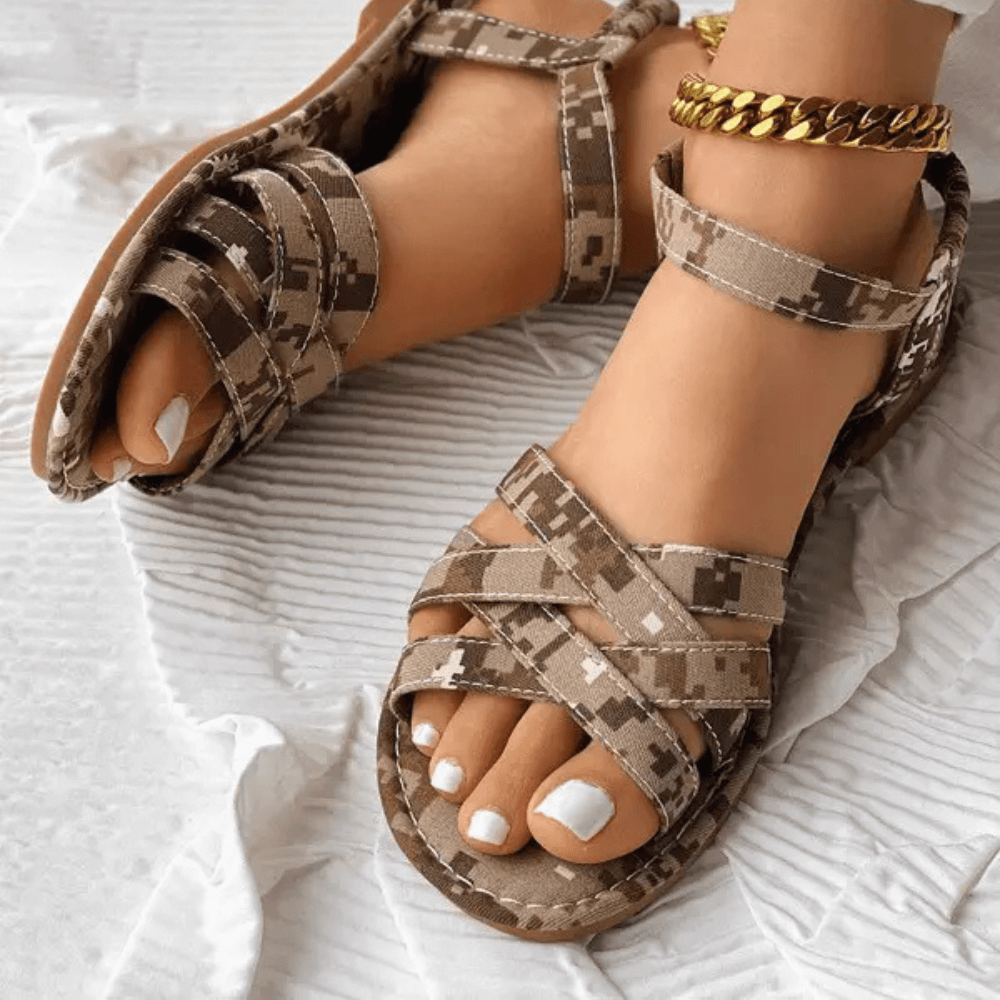 Nantes Camouflage Strappy Sandals
