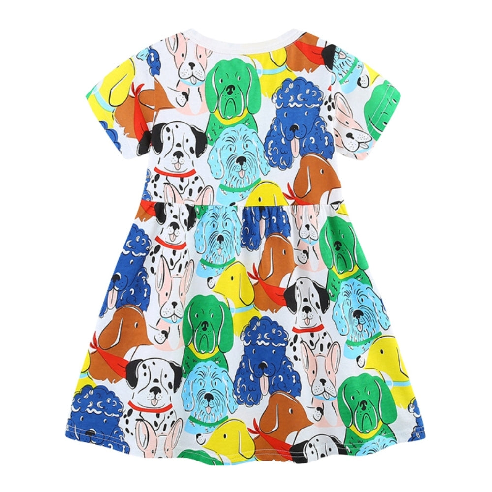 Adorable Colorful Puppy Girls Dress