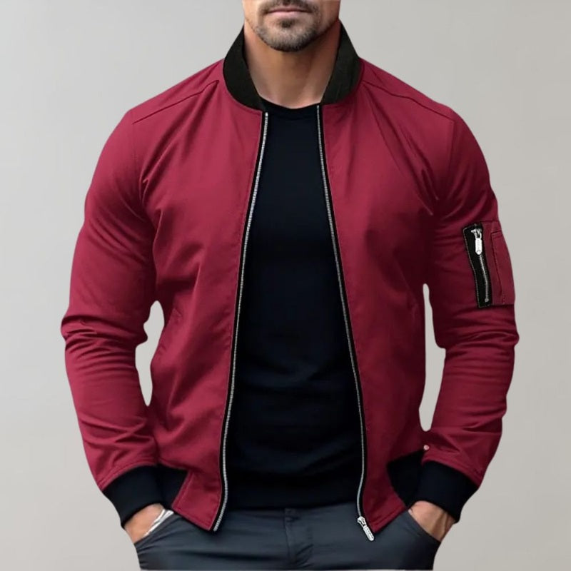 Bomber Jacket - Polyester Blend Zip Front And Easy Layering