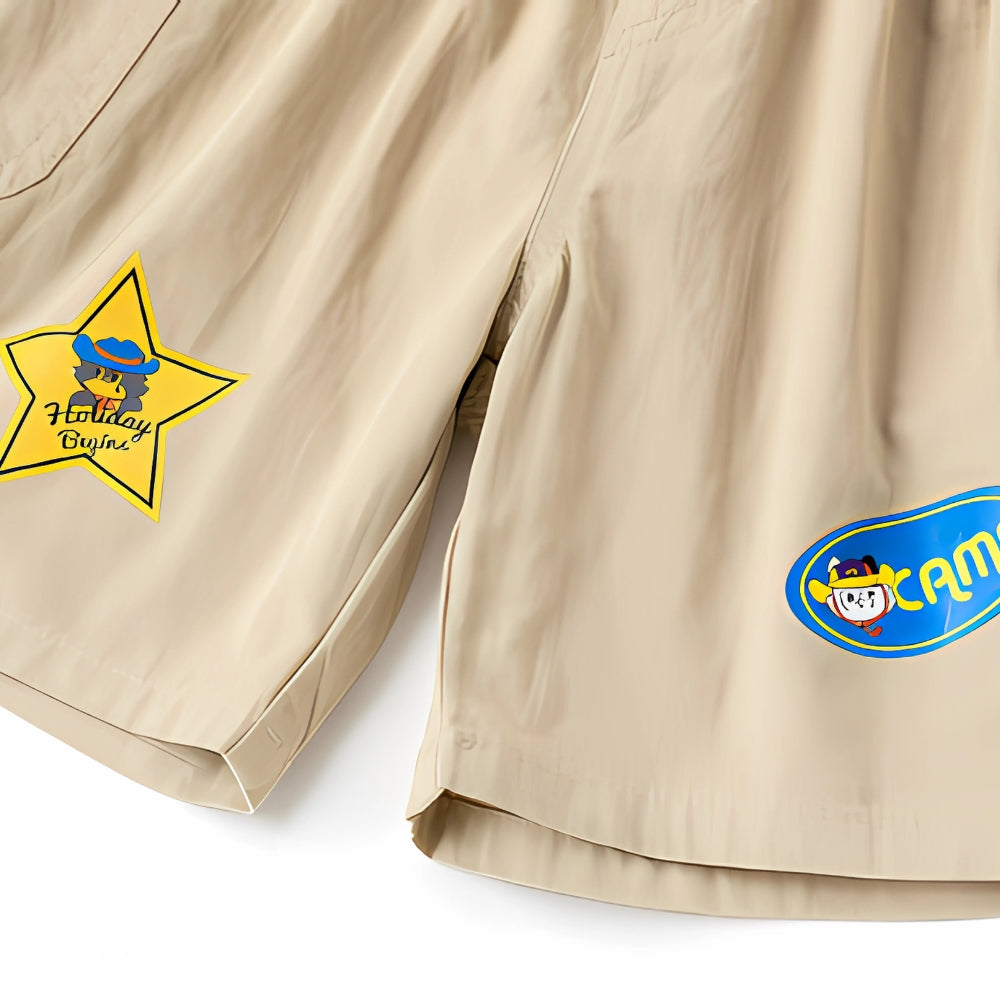 Boys Cargo Shorts with Fun Patch Details