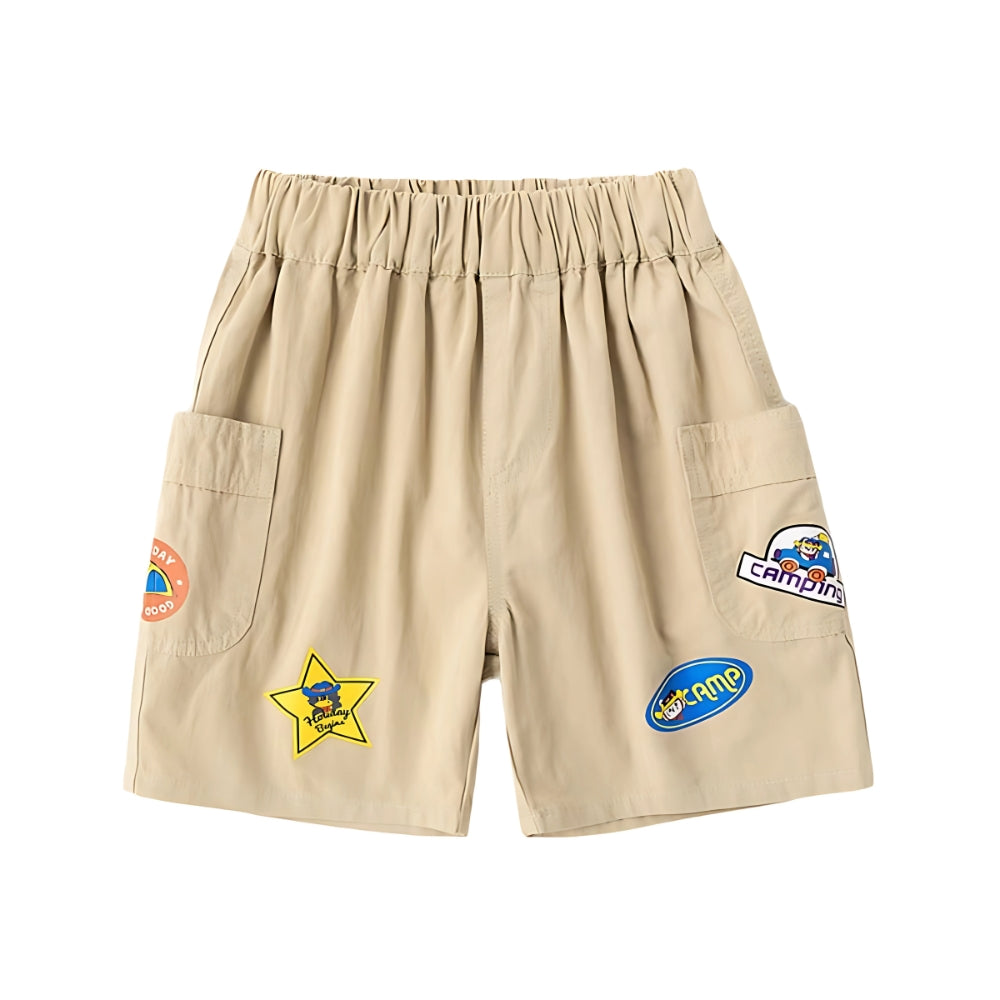 Boys Cargo Shorts with Fun Patch Details