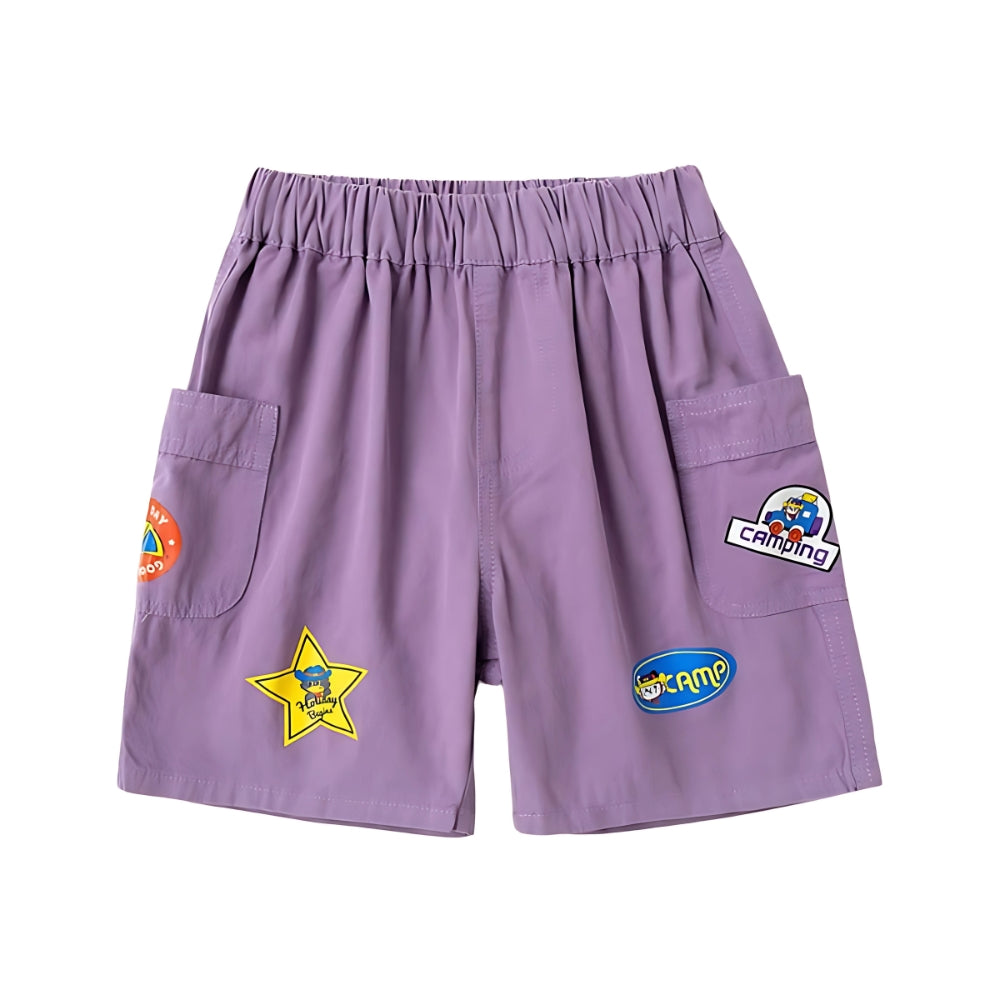 Boys Cargo Shorts with Fun Patch Details