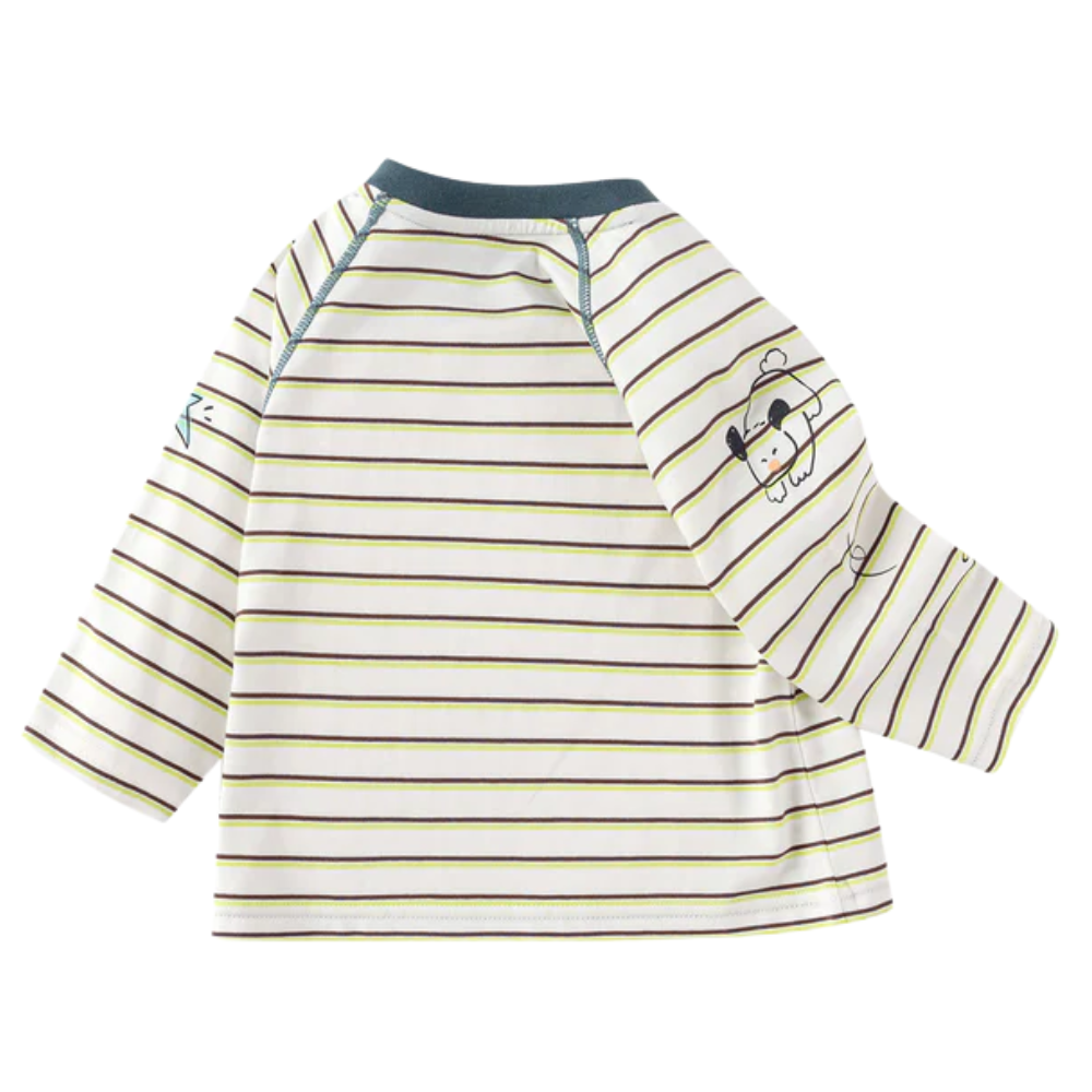 Boys Striped Dinosaur Print Long Sleeve Shirt