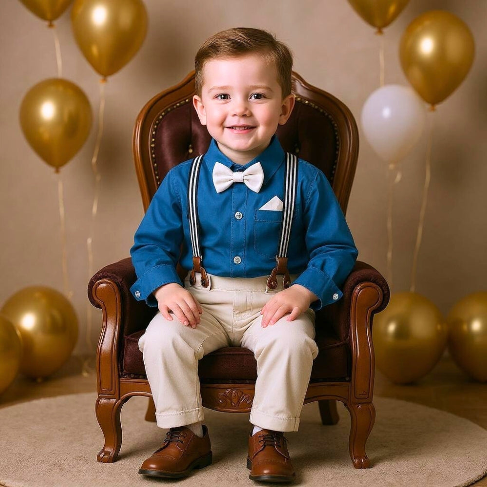 Charming Little Gentleman Bow Tie and Suspenders Set