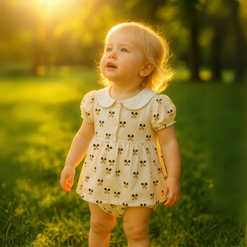 Cherry Print Girl Romper Dress
