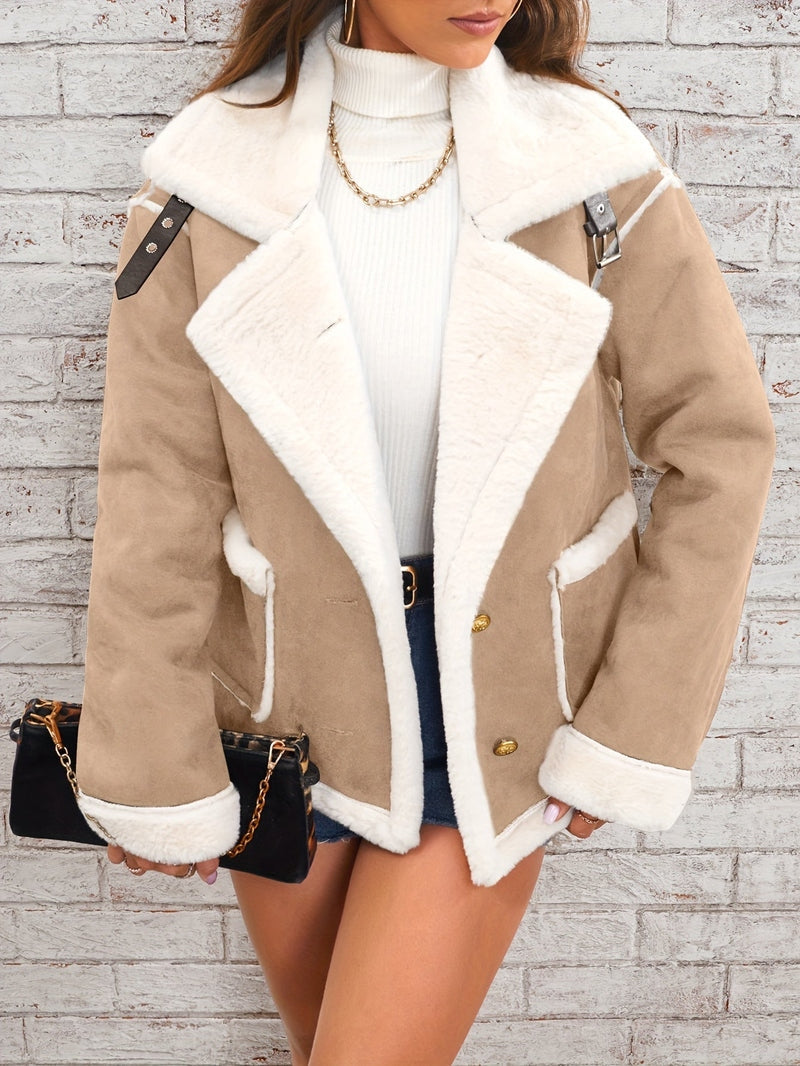 Coat - Polyester Blend Plush Finish & Wrap Retains Warmth