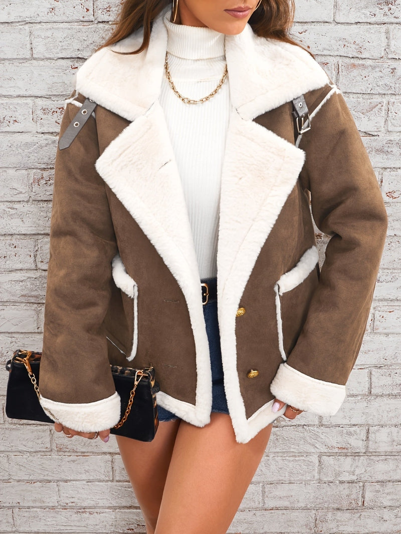 Coat - Polyester Blend Plush Finish & Wrap Retains Warmth