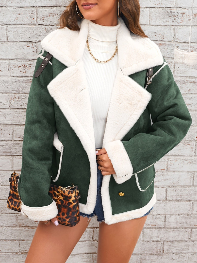 Coat - Polyester Blend Plush Finish & Wrap Retains Warmth