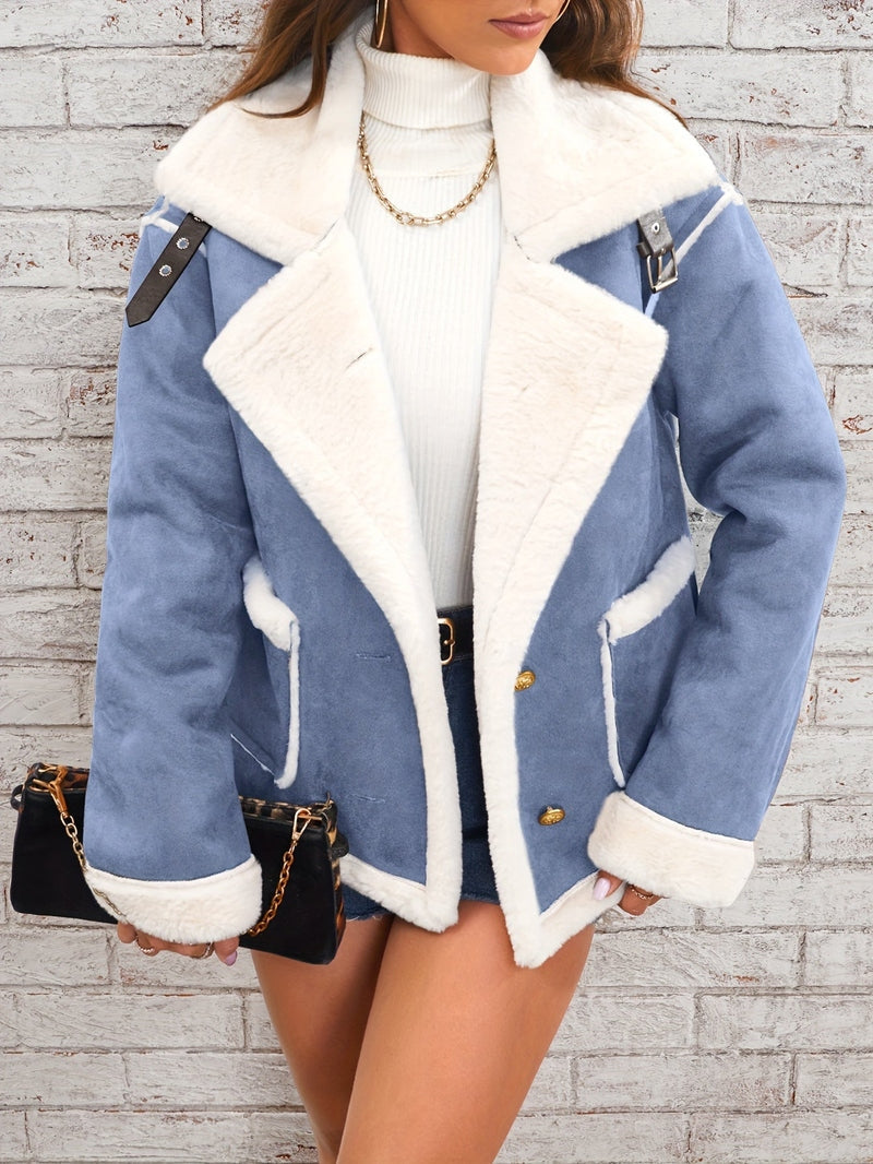 Coat - Polyester Blend Plush Finish & Wrap Retains Warmth