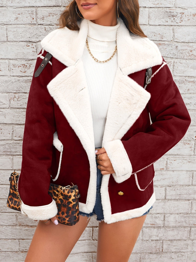 Coat - Polyester Blend Plush Finish & Wrap Retains Warmth