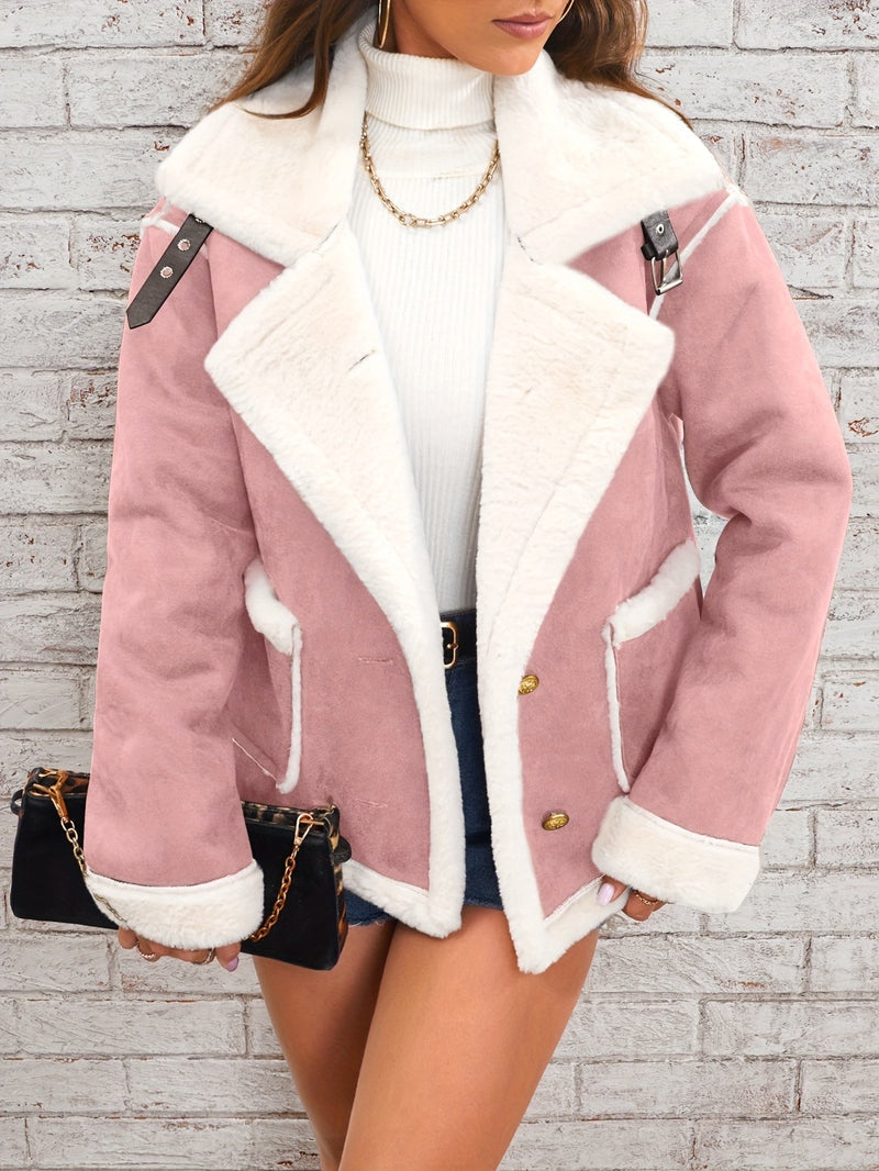 Coat - Polyester Blend Plush Finish & Wrap Retains Warmth