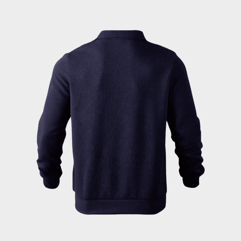 Cotton Blend Knit Sweater – Geometric Zip & Relaxed Fit