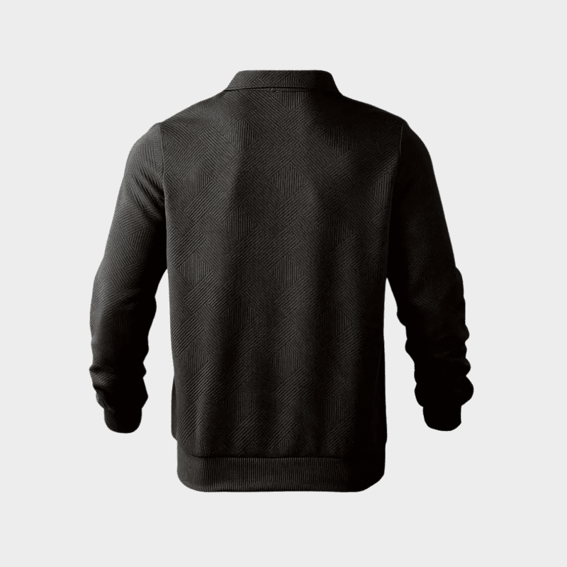 Cotton Blend Knit Sweater – Geometric Zip & Relaxed Fit