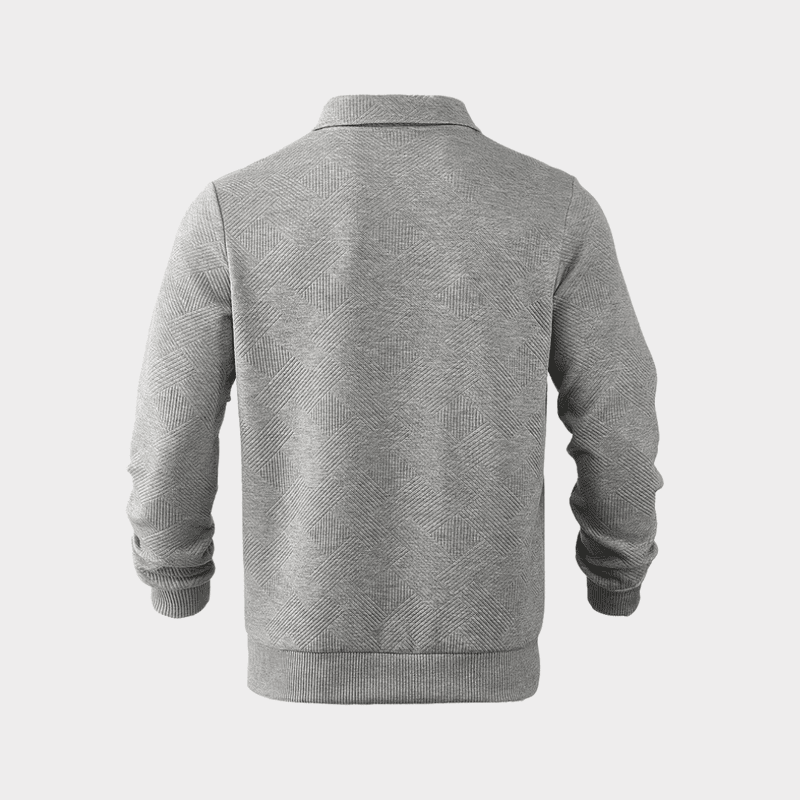 Cotton Blend Knit Sweater – Geometric Zip & Relaxed Fit