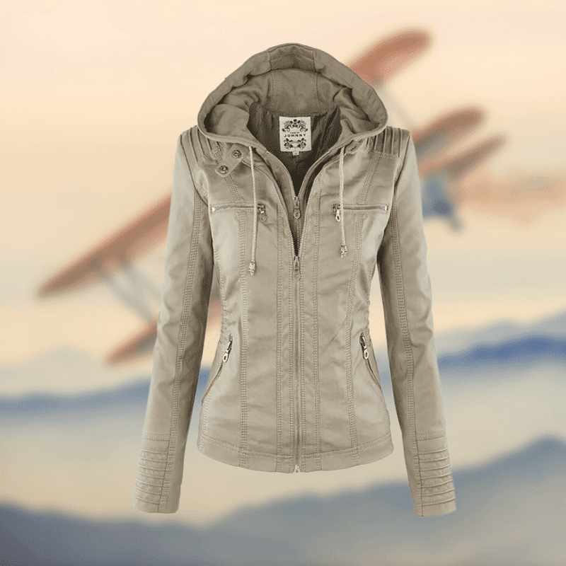 Faux Leather Jacket - Hooded Shape & Defines The Waist