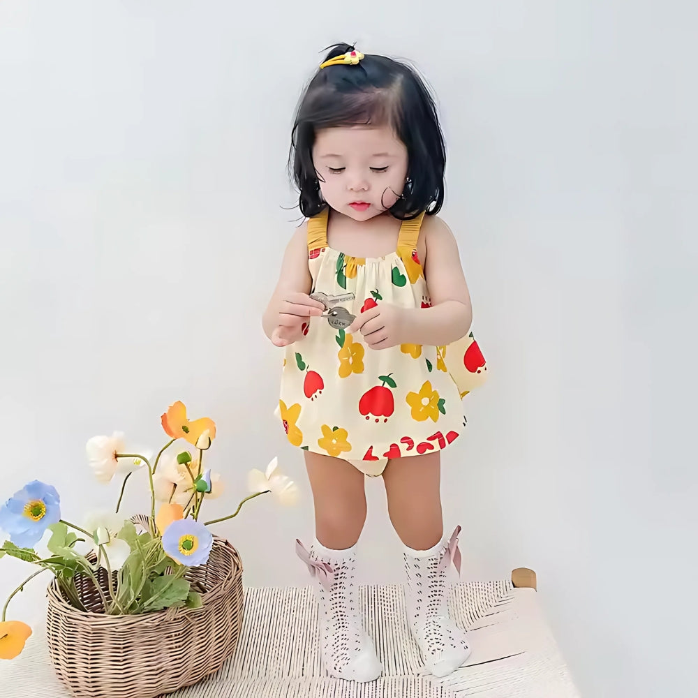 Fruit Flower Print Top and Bloomer Summer Set