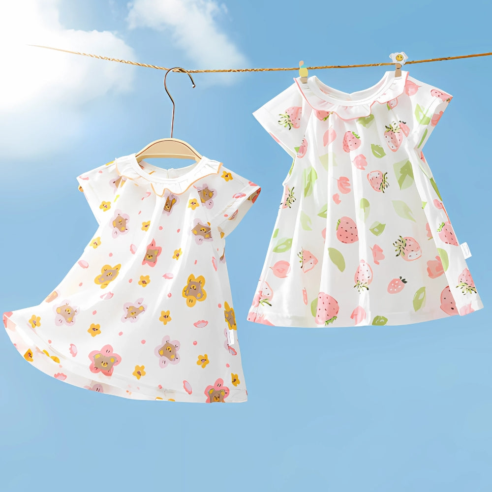 Girls Cap Sleeves Summer Dress