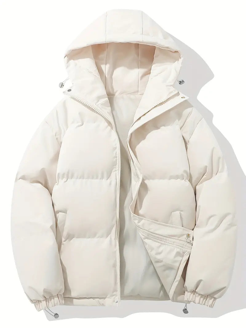 Jacket – Hooded Polyester Blend Zip Front & Warm Lining