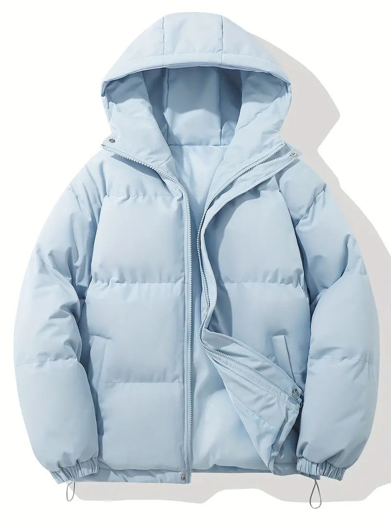 Jacket – Hooded Polyester Blend Zip Front & Warm Lining