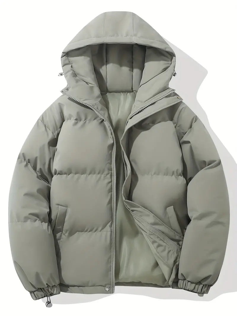 Jacket – Hooded Polyester Blend Zip Front & Warm Lining