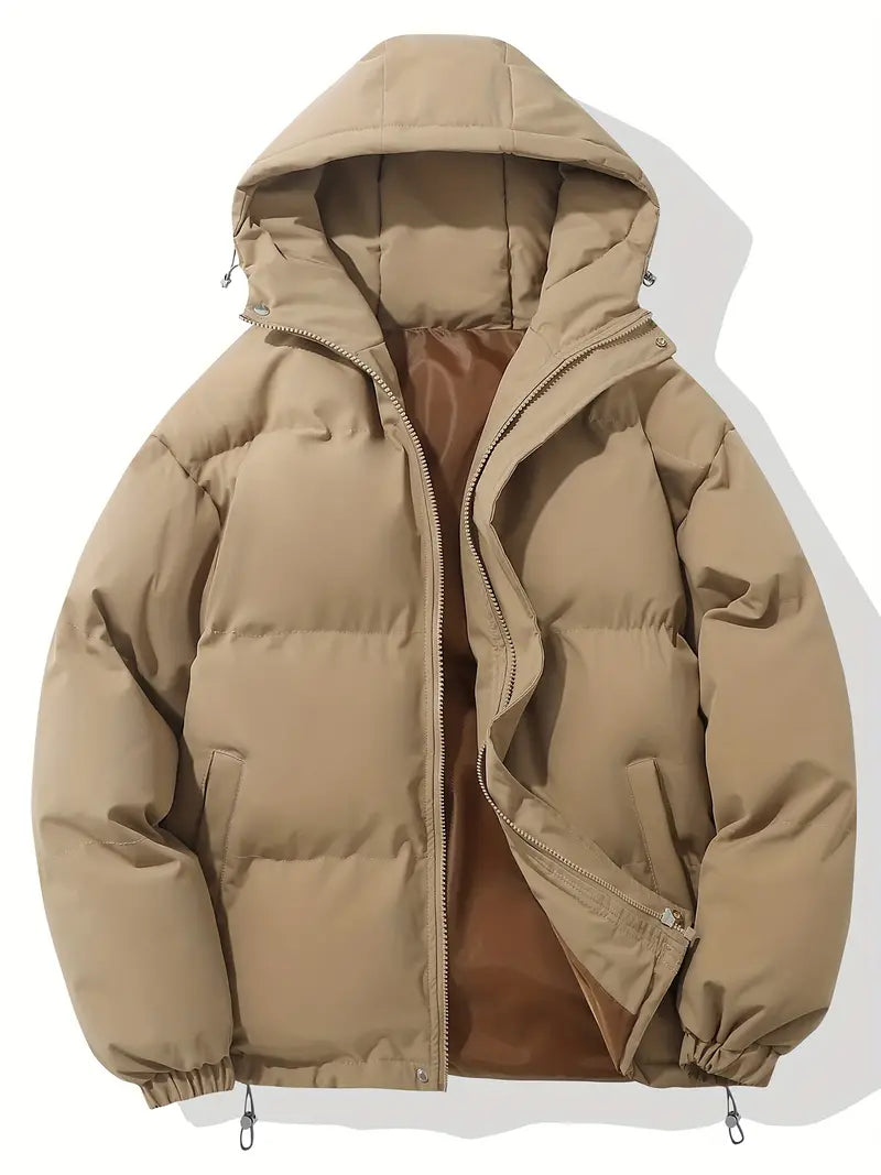 Jacket – Hooded Polyester Blend Zip Front & Warm Lining