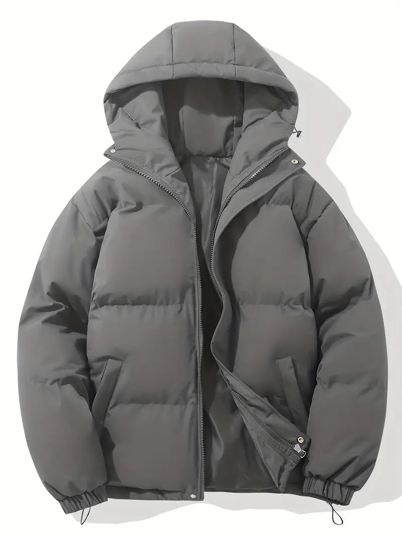 Jacket – Hooded Polyester Blend Zip Front & Warm Lining