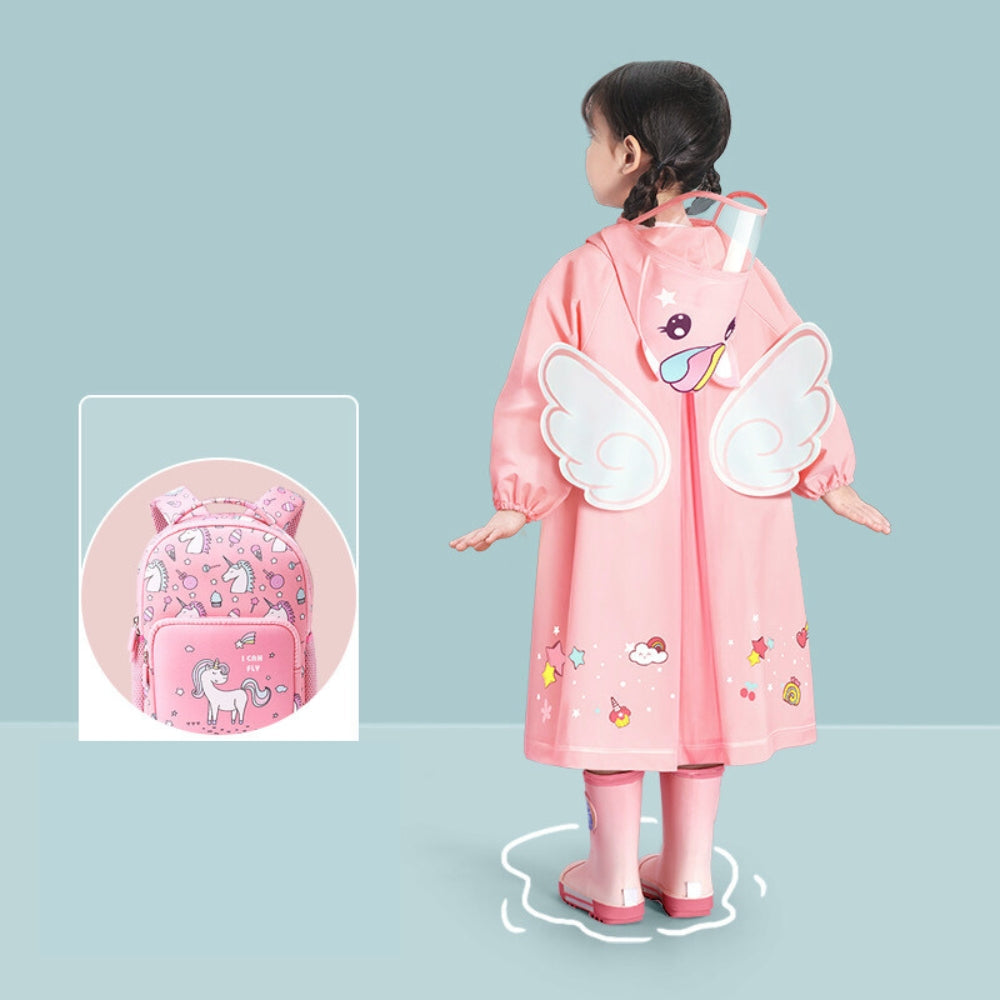 Kids 3D Character Hooded Raincoat