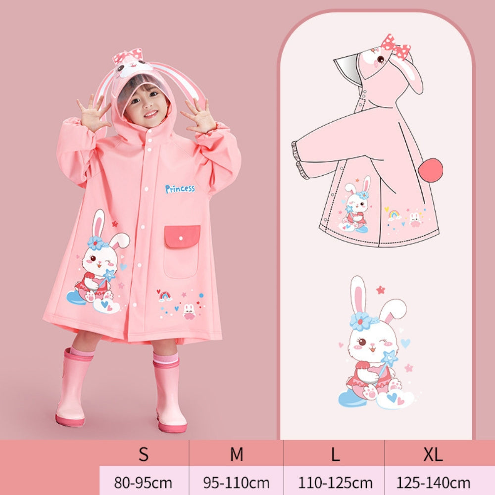 Kids 3D Character Hooded Raincoat