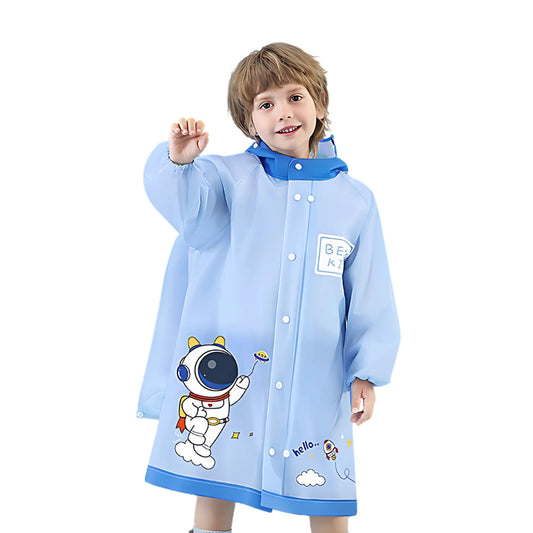 Kids Cartoon Print Hooded Raincoat