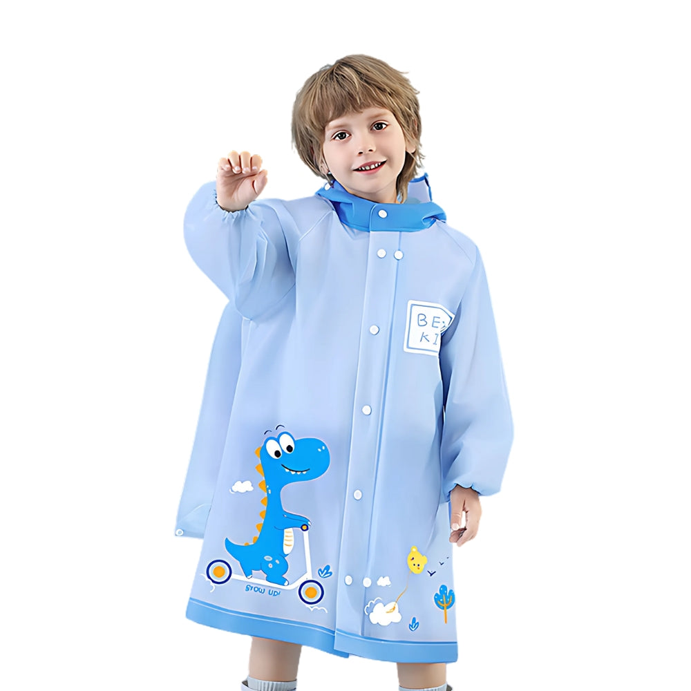 Kids Cartoon Print Hooded Raincoat