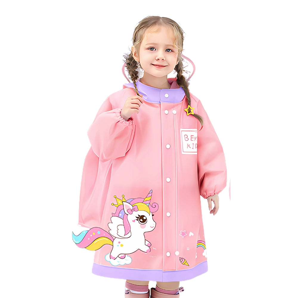 Kids Cartoon Print Hooded Raincoat