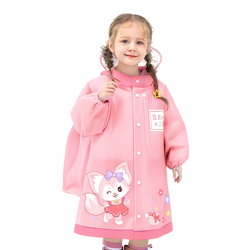 Kids Cartoon Print Hooded Raincoat