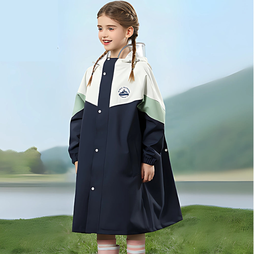 Kids Colorblock Hooded Raincoat