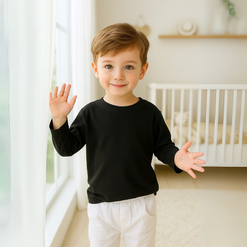Kids Cotton Long Sleeve Crewneck Shirt