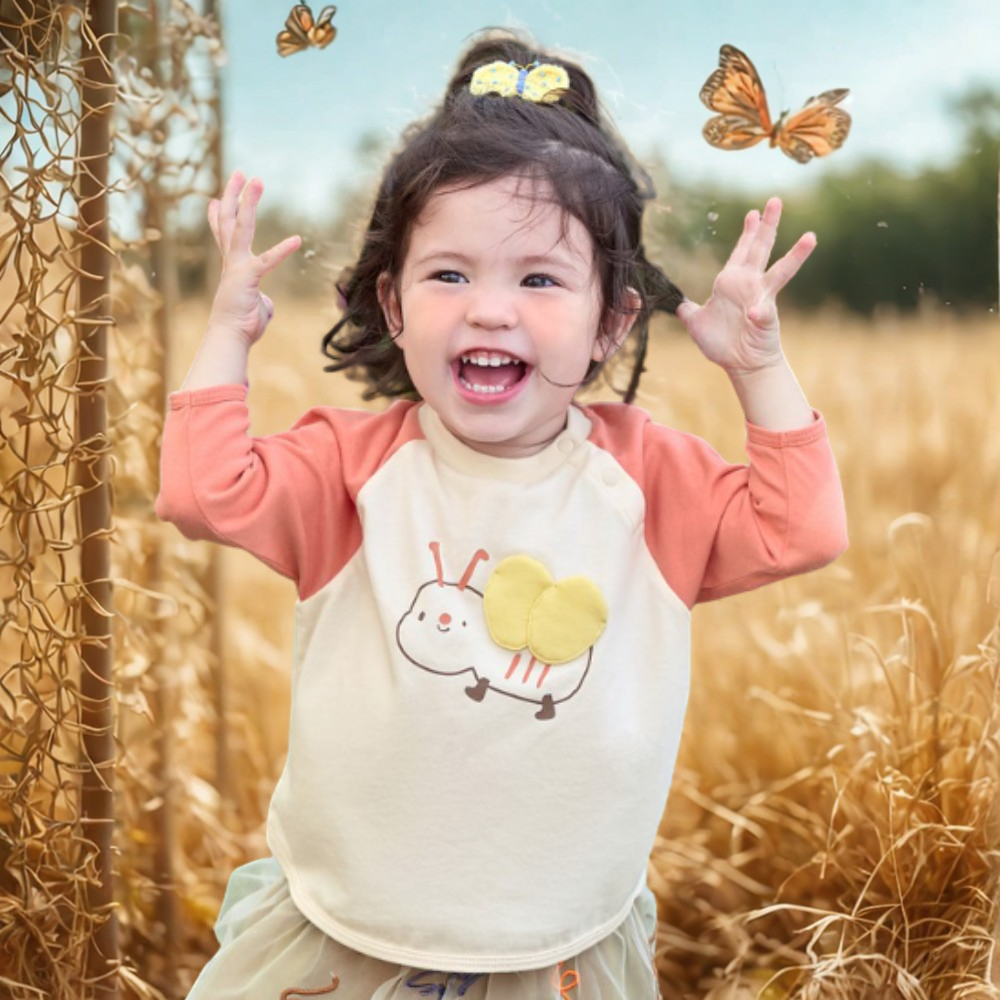 Kids Cute 3D Bug Patch Detail Long Sleeve Shirt