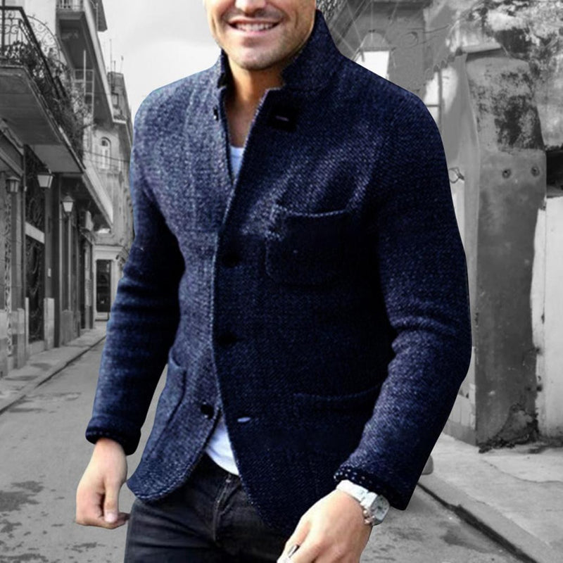 Knit Cardigan Wool Blend - Button Front & Long Layer