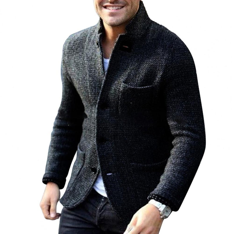 Knit Cardigan Wool Blend - Button Front & Long Layer