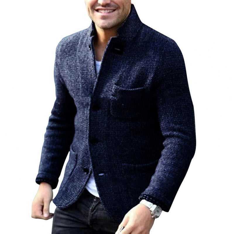 Knit Cardigan Wool Blend - Button Front & Long Layer